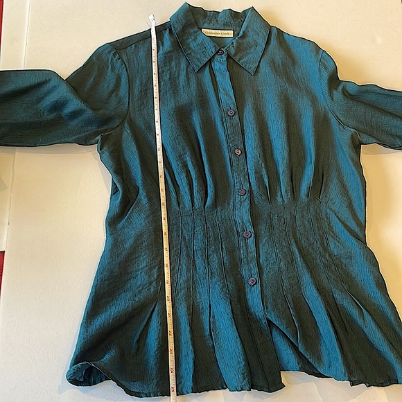 Coldwater Creek Button Down Blouse in Dark Teal - Picture 9 of 10